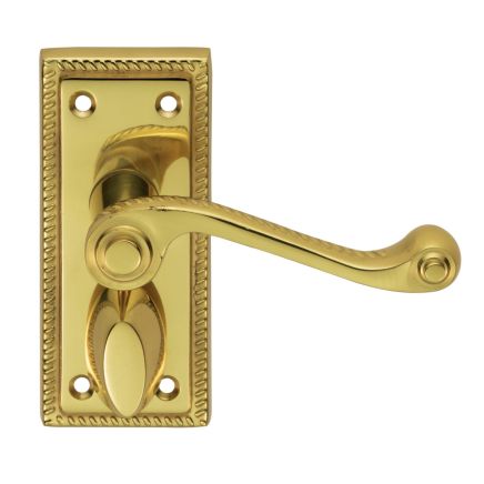 Georgian Lever On Privacy Backplate - Polished Brass