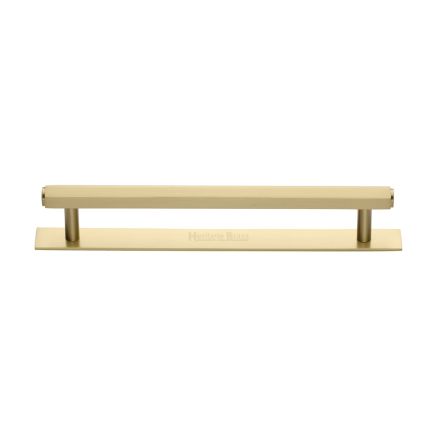 Heritage Brass Cabinet Pull Hexagonal Design with Plate 160mm CTC Satin Brass Finish