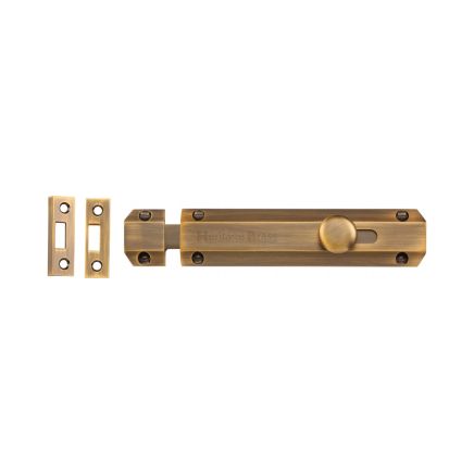 Heritage Brass Door Bolt Flat 6" Antique Brass finish