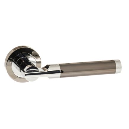 STATUS Dakota Lever Door Handle on Round Rose - Black Nickel/Polished Chrome (Pair)