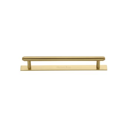 Heritage Brass Cabinet Pull Step Design with Plate 96mm CTC Satin Brass Finish
