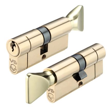 Zoo Hardware V5 70mm Euro Cylinder and Turn Keyed to Differ - Brass