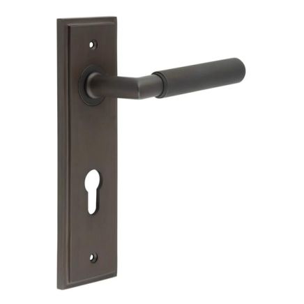 Piccadilly Door Handle Din Euro Backplate Dark Bronze - By Frelan Hardware - BUR40KIT90