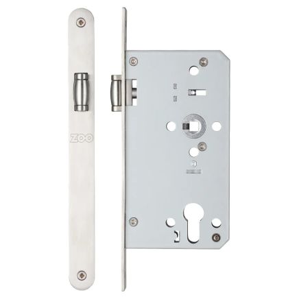 Zoo Hardware Roller din latch - backset 60mm - radius - Satin Stainless