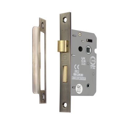 3" CE 3 Lever Bathroom Lock FD60 - Antique Brass