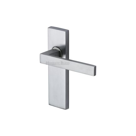 Heritage Brass Door Handle Lever Latch Delta Design Satin Chrome finish