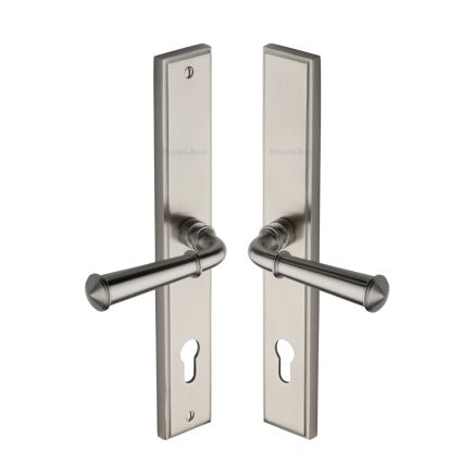 Heritage Brass Multi-Point Door Handle Lever Lock Colonial RH Design Satin Nickel finish
