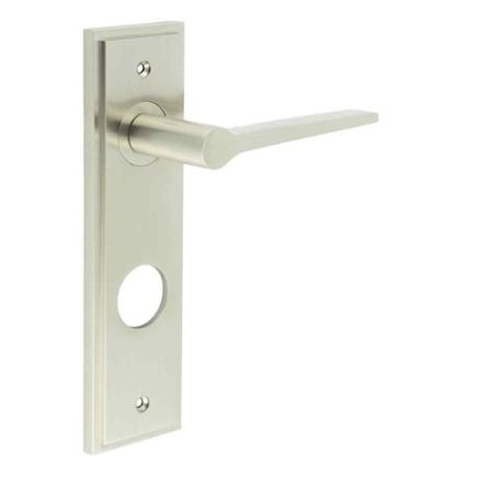 Knightbridge Door Handle Din Bathroom Backplate Satin Nickel - By Frelan Hardware - BUR20KIT325