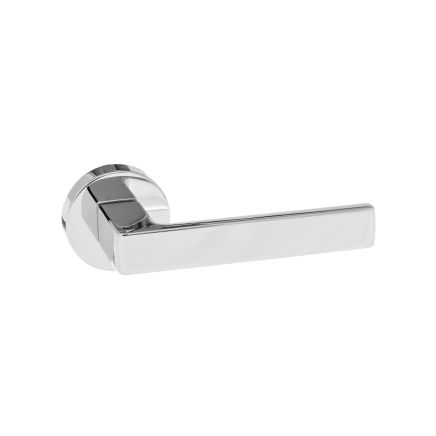 Forme Asti Lever Door Handle on Minimal Round Rose - Polished Chrome (Pair)