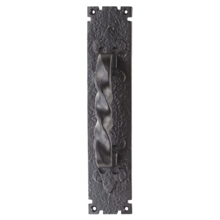 Barley Twist Pull Handle On Backplate - Black Antique