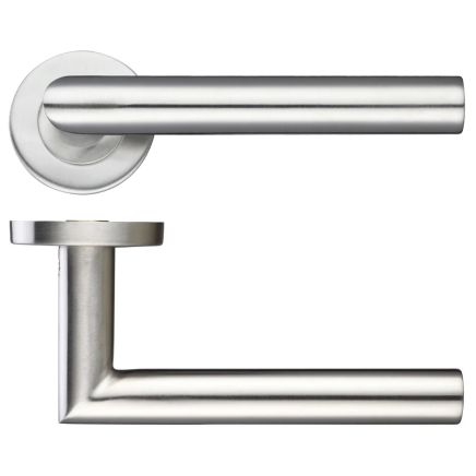 Zoo Hardware 19mm Mitred Lever - Push On Rose - 52mm Dia - Grade 201 - Satin Stainless