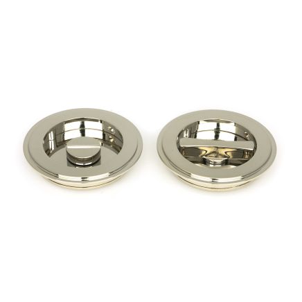 Polished Nickel 75mm Art Deco Round Pull - Privacy Set