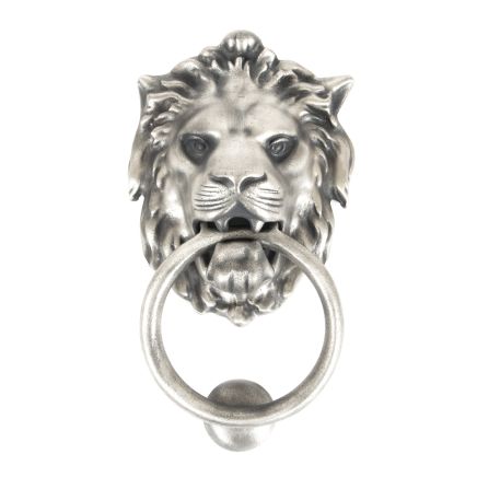 Antique Pewter Lion Head Door Knocker