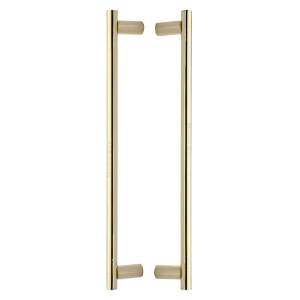 Heritage Brass Back to Back Door Pull Handle Round Bar Design 489mm&nbsp;Polished Brass Finish