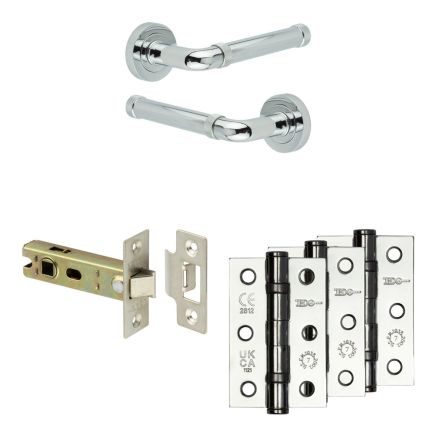 Complete Midtown Door Handle Pack - Internal Doors - Polished Chrome - 76mm / 3-inch Hinges - JE-G3B-PC