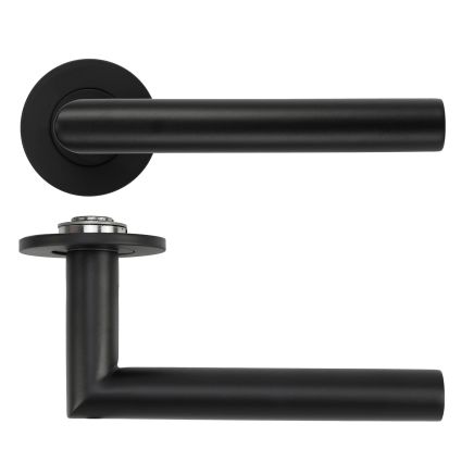 Zoo Hardware Lugano Lever on 4mm Round Slim Sprung Rose - Black