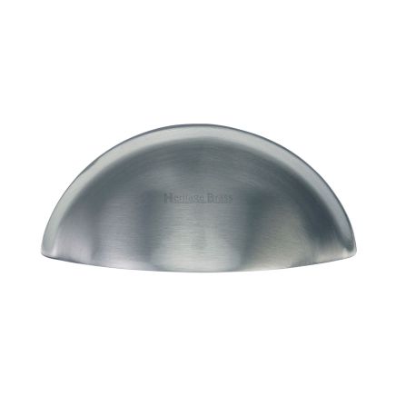 Heritage Brass Drawer Pull Half Moon Design 57mm CTC Satin Chrome Finish