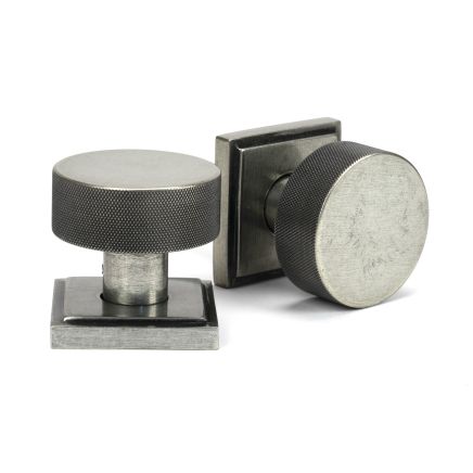 Pewter Brompton Mortice/Rim Knob Set (Square)