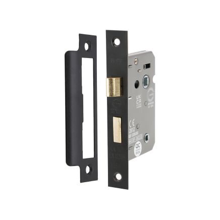 3" CE 3 Lever Bathroom Lock FD60 - Matt Black