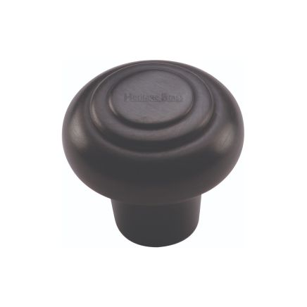 Heritage Brass Cabinet Knob Round Bead Design 32mm Matt Black finish