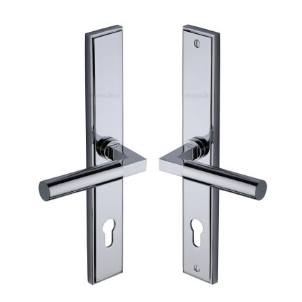 Heritage Brass Multi-Point Door Handle Lever Lock Bauhaus LH Design Polished Chrome finish