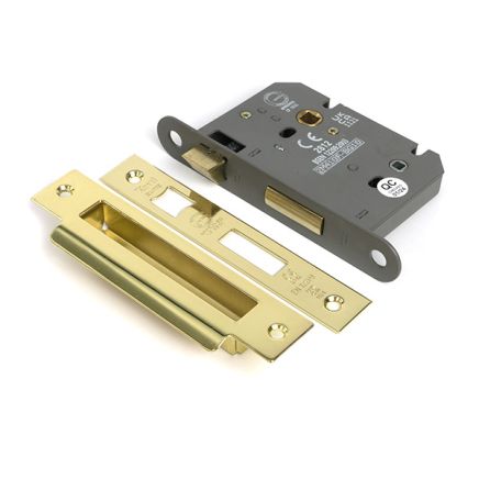 Polished Brass 3" Heavy Duty Bathroom Mortice Lock
