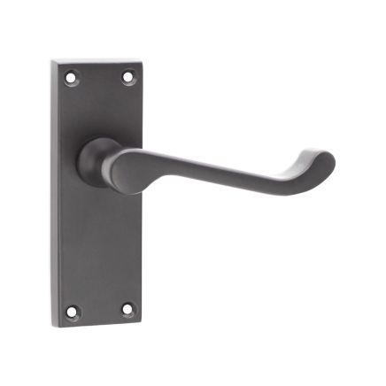 Victorian Scroll Latch Lever Handle 115mm Matt Black