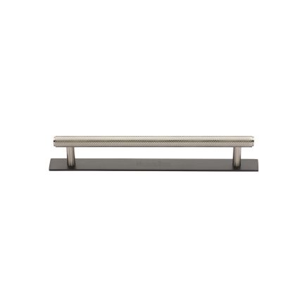 Heritage Brass Cabinet Pull Knurled Design with Plate 96mm CTC Matt Bronze/Satin Nickel Finish