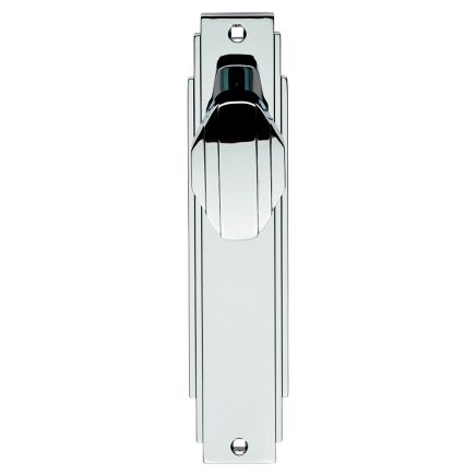 Art Deco Knob On Latch Backplate - Polished Chrome
