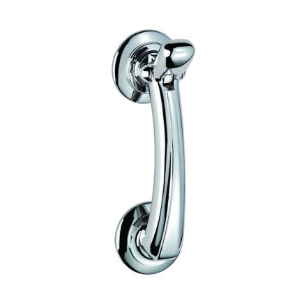 Door Knocker On Rose - Polished Chrome
