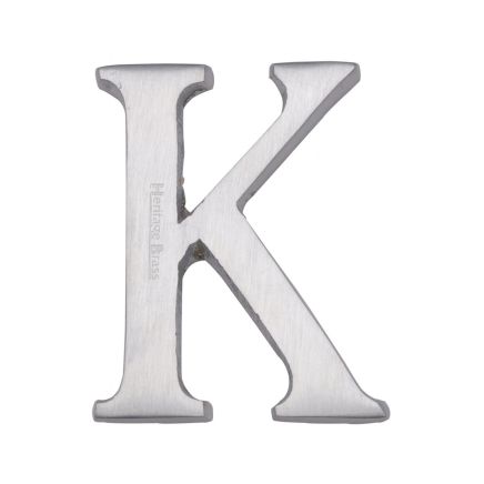 Heritage Brass Alphabet K Pin Fix 51mm (2") Satin Chrome Finish