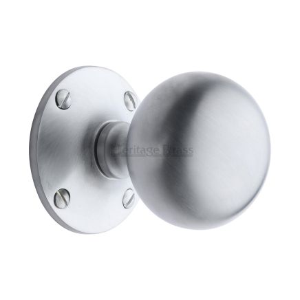 Heritage Brass Mortice Knob Westminster Design Satin Chrome Finish