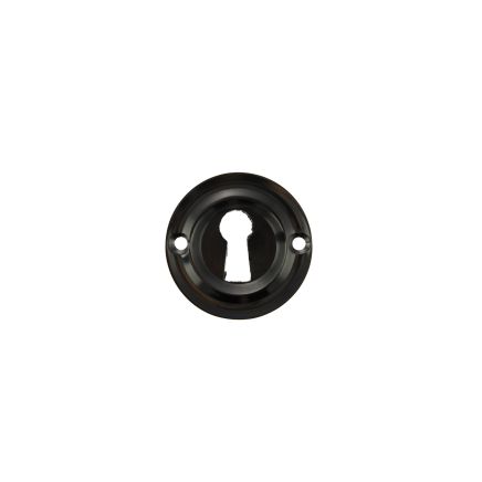 Old English Solid Brass Open Key Hole Escutcheons - Black Nickel (Pair)