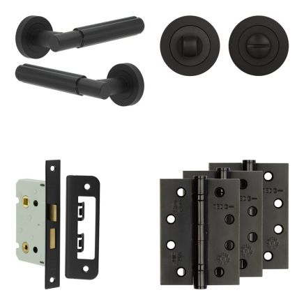 Complete Bloom Door Handle Pack - Bathroom - Black - By Frelan Hardware - JE-B5A3-MB