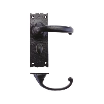 Zoo Hardware Traditional Lever on Bathroom Backplate - 6" - Black
