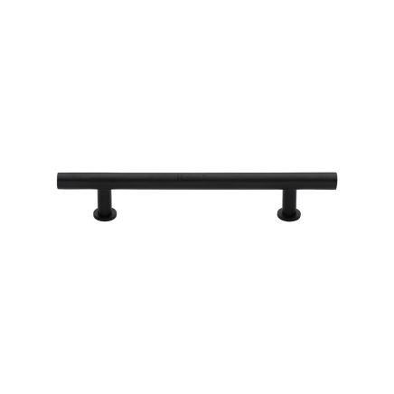 Heritage Brass Cabinet Pull T-Bar Design with 16mm Rose 128mm CTC Matt Black Finish