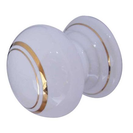 Jedo Porcelain Cupboard Knobs 50mm Goldline White - By Frelan Hardware - JC26