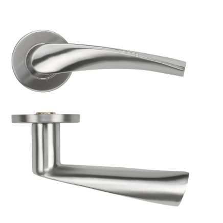 Zoo Hardware Twist Lever on Round Rose 53mm x 6mm Push-on Rose - BS EN 1906 Grade 3 - Grade 201 - Satin Stainless