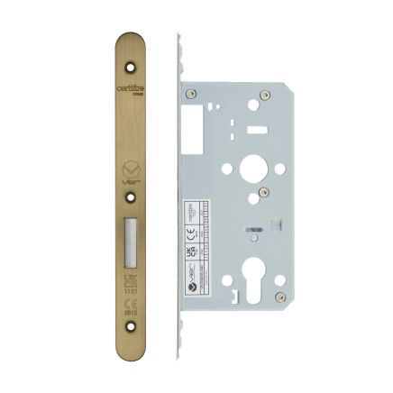 Zoo Hardware 2 Piece - DIN euro deadlock - backset 55mm - radius - Antique Brass