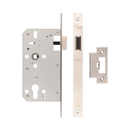 72mm Satin Stainless Steel Din Euro Latch 60mm Backset - By Frelan Hardware - JL-DL60SSS