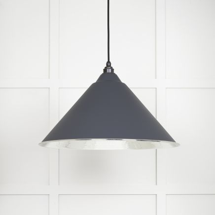 Hammered Nickel Hockley Pendant in Slate