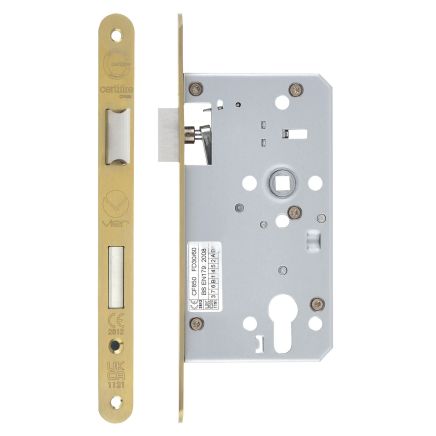 Zoo Hardware Din escape lock - 72mm c/c - backset 60mm - radius - Brass
