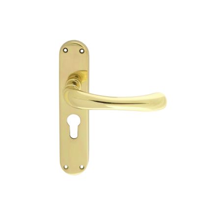 Ibra Lever On Euro Lock Backplate - Polished Brass