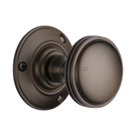 Heritage Brass Mortice Knob on Rose Richmond Design Matt Bronze finish
