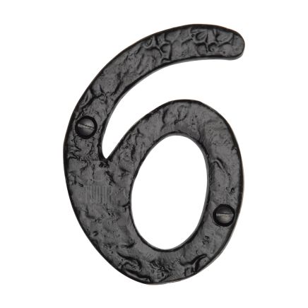 The Tudor Numeral 6 - 4" Black Iron