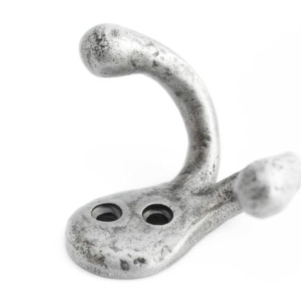 Antique Double Robe Hooks Pewter - By Frelan Hardware - PEW79