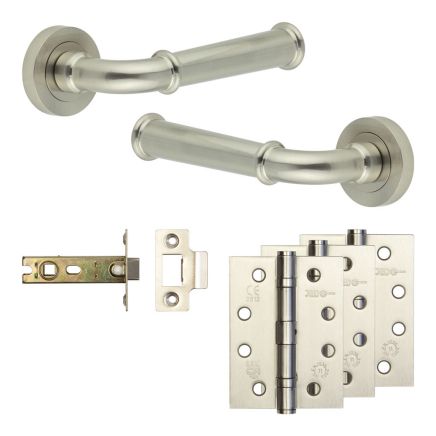 Complete Classic Door Handle Pack - Internal Doors - Satin Nickel - 76mm / 4-inch Hinges - JE-A3A-SN