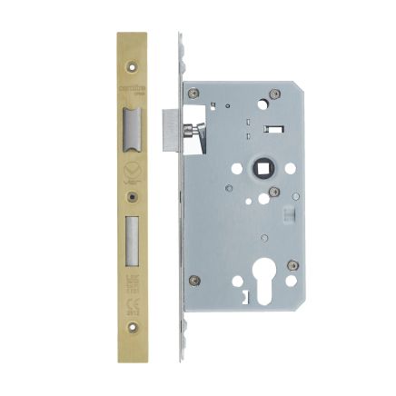 Zoo Hardware Din Euro Sashlock- Backset 60mm - 2 Pc Forend - Square - PVDSB - Single Throw - Satin