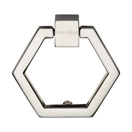 Heritage Brass Cabinet Drop Pull Hexagon Design 51mm Polished Nickel finish