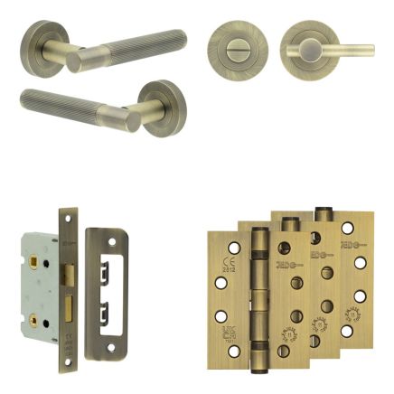 Complete Venice Door Handle Pack - Bathroom - Antique Brass - By Frelan Hardware - JE-F5A2-AB